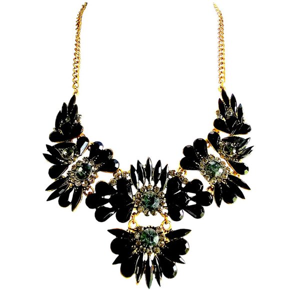 NWOT VENUS Black Flower Necklace - Picture 2 of 4